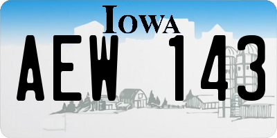 IA license plate AEW143