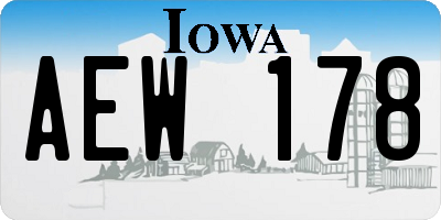 IA license plate AEW178