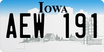 IA license plate AEW191