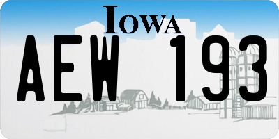 IA license plate AEW193