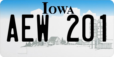 IA license plate AEW201