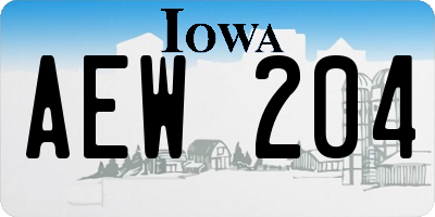 IA license plate AEW204