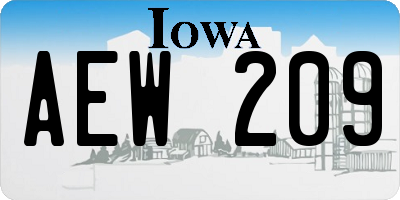 IA license plate AEW209