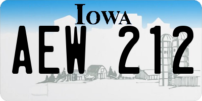 IA license plate AEW212