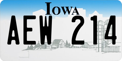 IA license plate AEW214