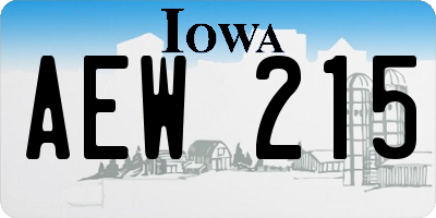 IA license plate AEW215