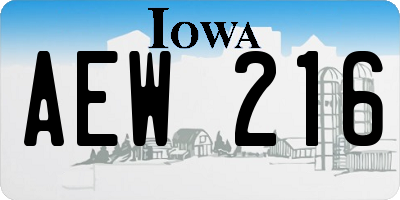 IA license plate AEW216