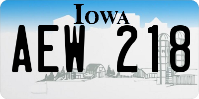 IA license plate AEW218