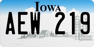 IA license plate AEW219
