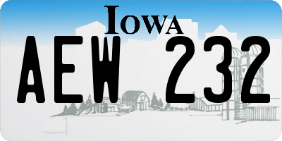 IA license plate AEW232