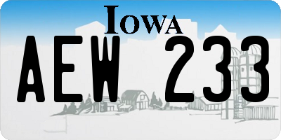 IA license plate AEW233