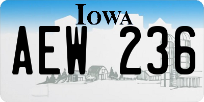 IA license plate AEW236