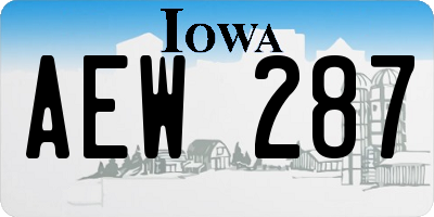 IA license plate AEW287