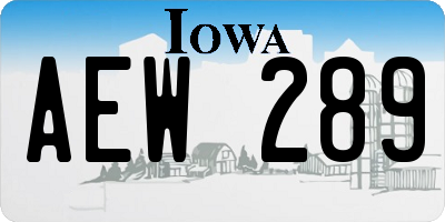 IA license plate AEW289