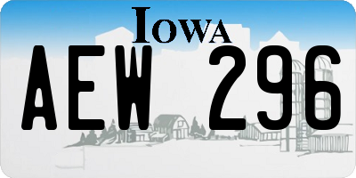 IA license plate AEW296