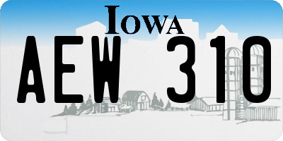 IA license plate AEW310