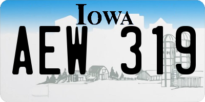 IA license plate AEW319