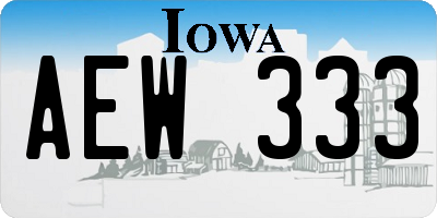 IA license plate AEW333
