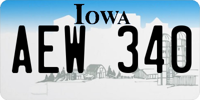 IA license plate AEW340