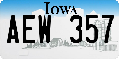 IA license plate AEW357