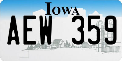 IA license plate AEW359