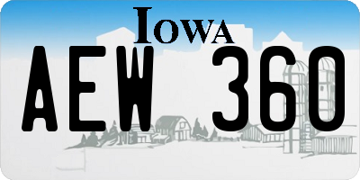 IA license plate AEW360