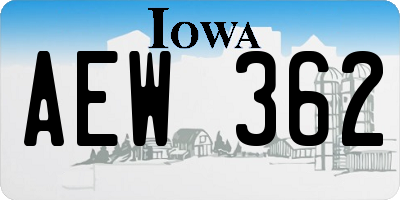IA license plate AEW362