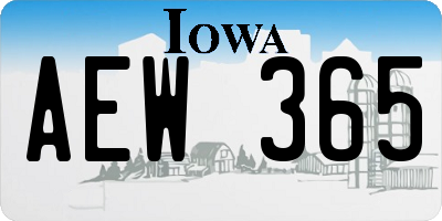 IA license plate AEW365