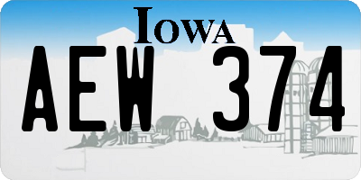 IA license plate AEW374