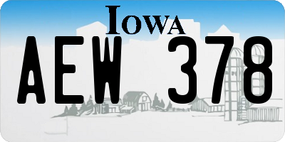 IA license plate AEW378
