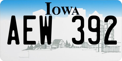 IA license plate AEW392