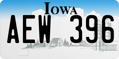IA license plate AEW396