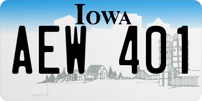 IA license plate AEW401