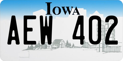 IA license plate AEW402