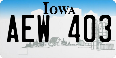 IA license plate AEW403