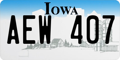 IA license plate AEW407