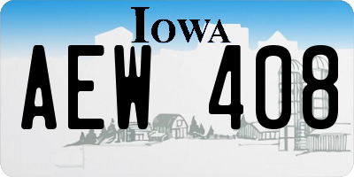 IA license plate AEW408