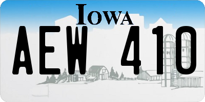 IA license plate AEW410