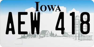 IA license plate AEW418