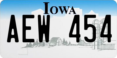 IA license plate AEW454