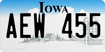 IA license plate AEW455