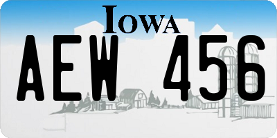 IA license plate AEW456