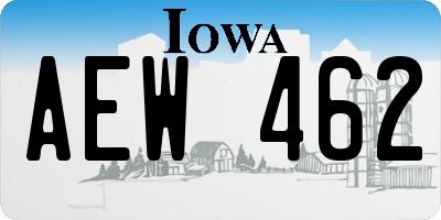 IA license plate AEW462