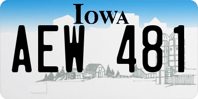 IA license plate AEW481