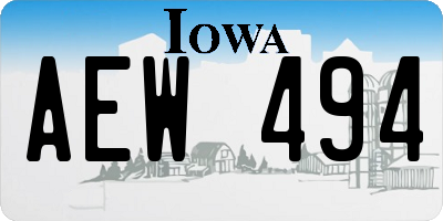 IA license plate AEW494