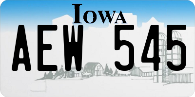 IA license plate AEW545