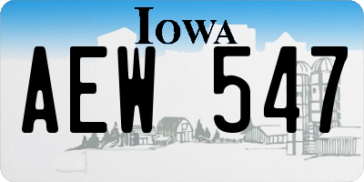 IA license plate AEW547