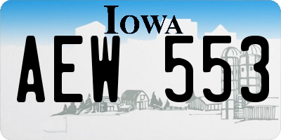 IA license plate AEW553