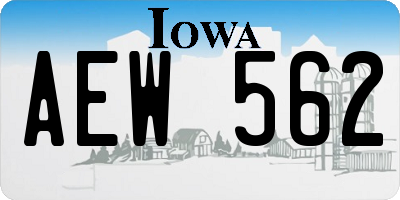 IA license plate AEW562