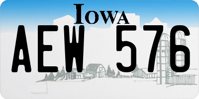 IA license plate AEW576